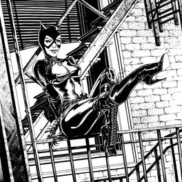 Anthony Jean - Catwoman en équilibre - Illustration originale