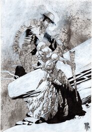 Philippe Bringel - Blackfoot et Rebecca en chasse - Illustration originale