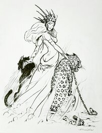 Régis Moulun - Feline queen - Illustration originale