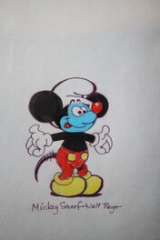 Peyo - Mickey Smurf Walt Peyo - Illustration originale