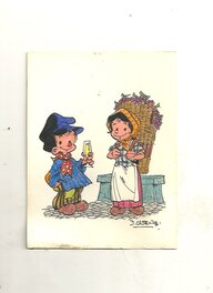 Didier Casten - Thanches  et Nanesse étiquette pour bouteille de vin - Original Illustration