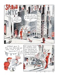 Planche originale - Avril, Hommage à Spirou, "Spirou à NYC"