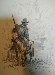 Hermann - Red Dust à cheval - Illustration originale