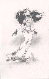 Willem Vleeschouwer - Skate girl - Original Illustration