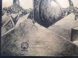 Détail 2 , Planche Signée et Redatée 1966 sa Première Année de Création par Druillet a La Mine de Plomb et Tampon de L'Artiste. Détail 2 , Planche Signée et Redatée 1966 sa Première Année de Création par Druillet a La Mine de Plomb et Tampon de L'Artiste.