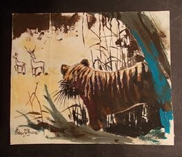 René Hausman - Spirou Nature : Le Tigre des Indes, 1959. - Illustration originale