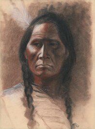 Hans Kresse - Portret of an indian - Original Illustration