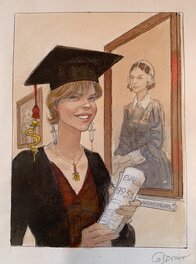 Jean-Pierre Gibrat - Cécile étudiante ou Le diplôme de Cécile - Original Illustration