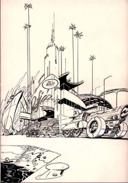 Willem Vleeschouwer - Taxi.. follow that car - Original Illustration