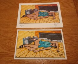 La mise en couleur originale et l’ex-libris côte à côte : malgré l'illusion d'optique, je vous assure qu'ils ont exactement le même format. La mise en couleur originale et l’ex-libris côte à côte : malgré l'illusion d'optique, je vous assure qu'ils ont exactement le même format.