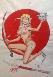 Gigi Pin up Trash et Sexy La Belle du Mois - illustration Originale Poster CHARLIE Mensuel 14 - 1983 , Art Book Rêves Écarlates