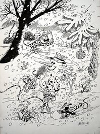 Batem - Marsupilami and family by Batem - Original Illustration