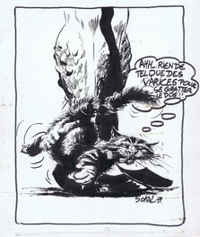 Benoît Sokal - Dessin original Sokal Chat