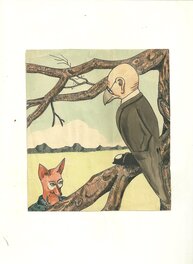 Paul Deliège - Le corbeau et le renard - Original Illustration