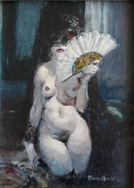 Antonio Parras - Femme à l'éventail - Illustration originale