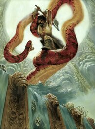 Mikaël Bourgouin - Conan et le serpent - Illustration originale