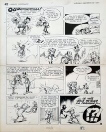 Pierre Seron - Des petits hommes au brontoxique P.42 - Planche originale