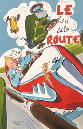 Al Severin - Hommage Herge - Le fou de la route - Planche originale