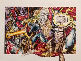 Julian Kaluzny - Avengers vs Thanos - Thor, Iron Man, Captain America - After Jack Kirby - Original Illustration