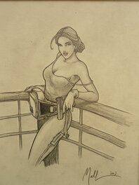 Nicolas Malfin - Amber contre la balustrade - Original Illustration