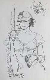 Gilles Mezzomo - Jeune femme à la casquette - Original Illustration