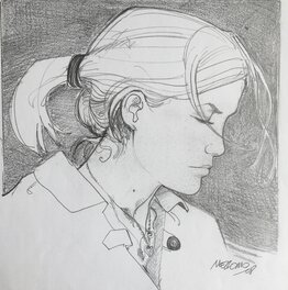 Gilles Mezzomo - Jeune femme de profil - Original Illustration