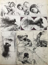 René Follet - Stany Derval Les galops de l’enfer  Planche préparatoire - Original art