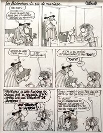 Binet - Les Bidochons - série de 5 planches - La vie de mariage - Planche originale