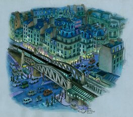 Jean-Martial Dubois - Tati la nuit par Jean-Martial Dubois - Original Illustration