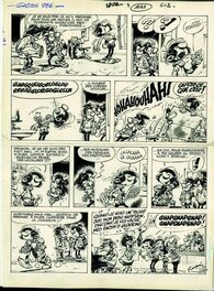 André Franquin - Gaston Lagaffe, planche n° 596, 1969. - Planche originale