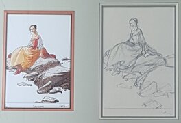 Patrice Pellerin - L'epervier - Marion - crayonné exlibris Fantasmagories - Original Illustration