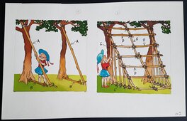 Al Severin - Montage d'une cabane - strip pour une planche en couleurs - Planche originale