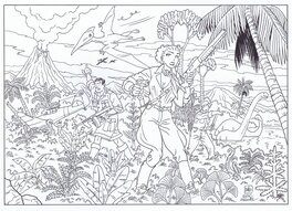 Eric Heuvel - January Jones - Lost world 1 (commission drawing) - Original Illustration