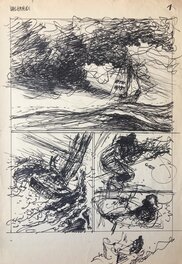 René Follet - Valhardi . Projets planches  Un gosse à abattre - Original art