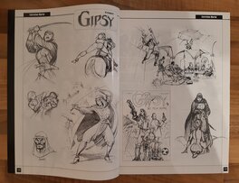 A l'intérieur : une double page avec des croquis de Gipsy.