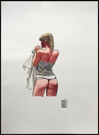 Milo Manara - Manara - Jeune fille au drap - Original Illustration