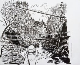 Michel Rabagliati - Visite au Canyon Saint-Anne, Québec - Illustration originale