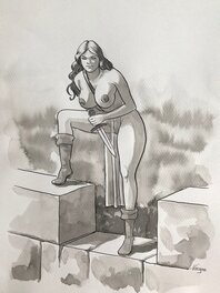 Jean-Christophe Vergne - Guerrière 1 - Illustration originale