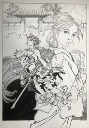 Shin-Ishiro Natsusaka - Deux femmes - Illustration originale