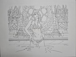 Jim - Couverture TL Tome 4 Une nuit à Rome - Marie dans la piscine -  Bruno Graff - Original Cover