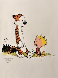 Dessin original de Calvin & Hobbes en hommage à Bill Watterson