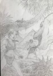 Siteb - Les Rescapés d'Eden t2 - crayonné de la couverture - Œuvre originale