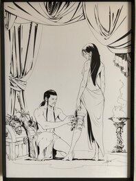Dessin encadré par un professionnel, sous verre traité pour filtrer les UV Dessin encadré par un professionnel, sous verre traité pour filtrer les UV