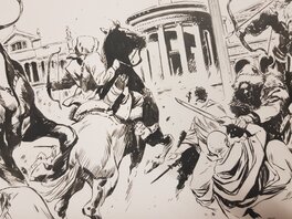 Détail de l’original, les guerriers huns. Détail de l’original, les guerriers huns.