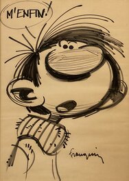 André Franquin - Buste du Cas Lagaffe - Illustration originale