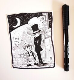 oTTami - Dessin original de l'Inktober 2017 : Professeur Layton - Original Illustration