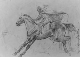 Andréi Arinouchkine - Cavalier - dessin préparatoire - Original art