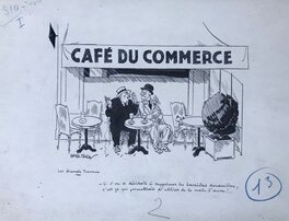 Marcel Mars-Trick - Café du commerce - Original Illustration