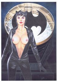 Tim Grayson - Catwoman en attente de Batman - Illustration originale
