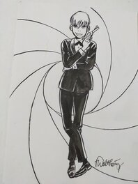 François Walthéry - Natacha en James Bond - Original Illustration